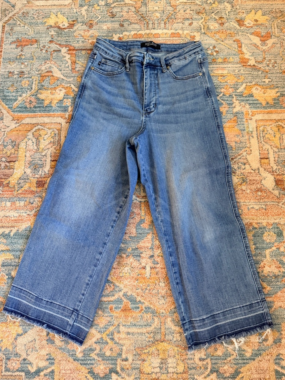 Judy Blue Sienna Wide Leg Crop Jeans Women’s 11/30 High Rise Raw Hem